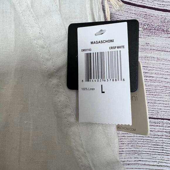 Magaschoni Womens Linen Utility Cargo Pockets Elastic Waist Drawstring Pants - Picture 2 of 15